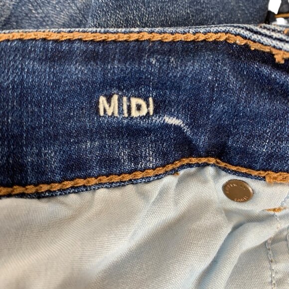 American Eagle Shorts Womens 8 Blue Midi Medium Wash Stretch Summer Midrise - Picture 3 of 4